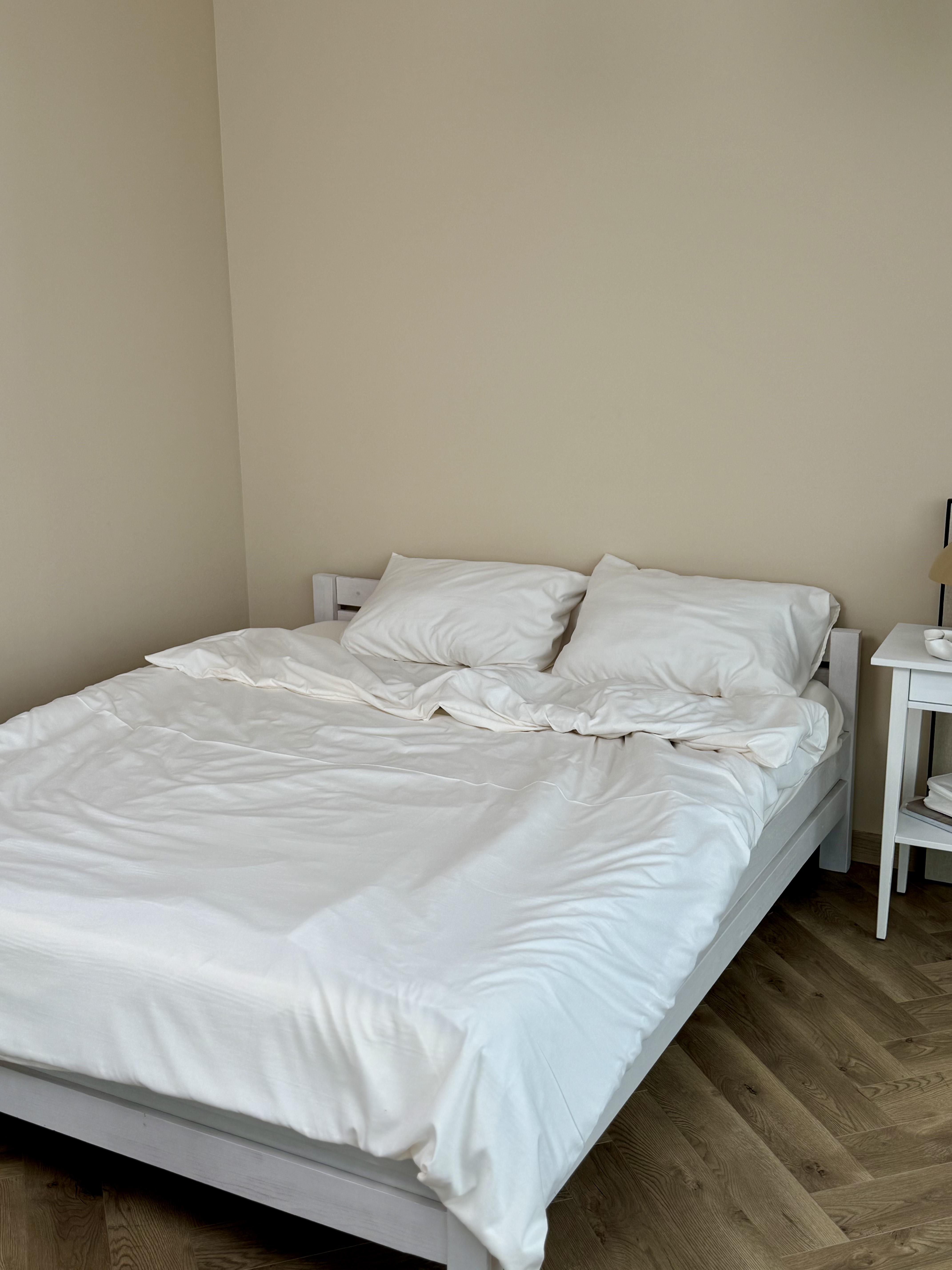 Комплект постільної білизни Тінь сатин двоспальний/наволочки 50х70/70х70 см Молочний (6841) - фото 3