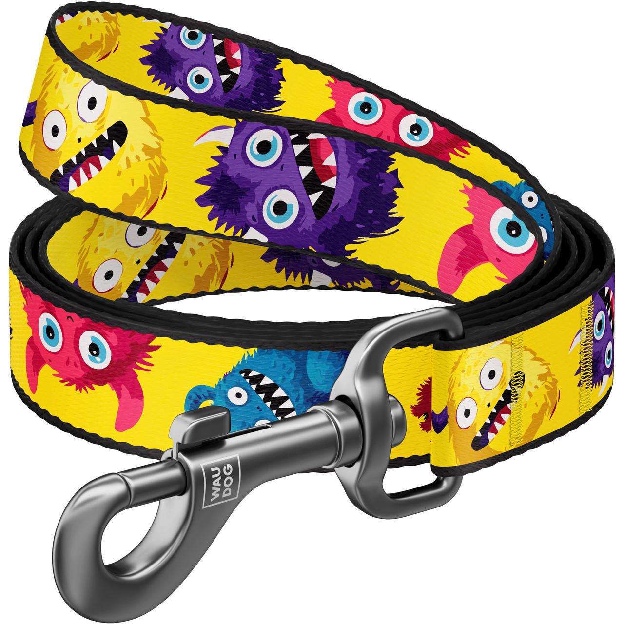 Поводок для собак нейлоновый Waudog Nylon Мохнатые монстры S 200 см 15 мм (756-4050)