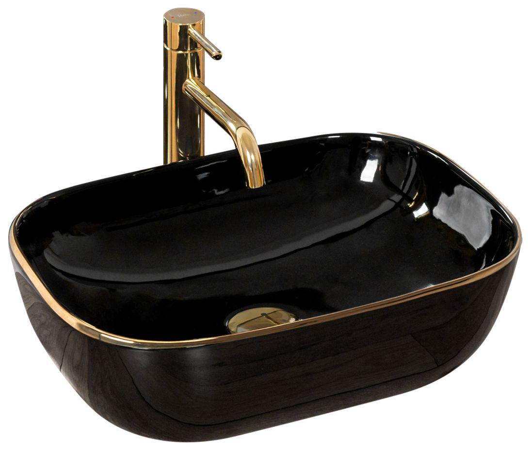 Умывальник накладной REA BELINDA BLACK GOLD EDGE REA-U8796 465x330x135 мм Черный (133139)