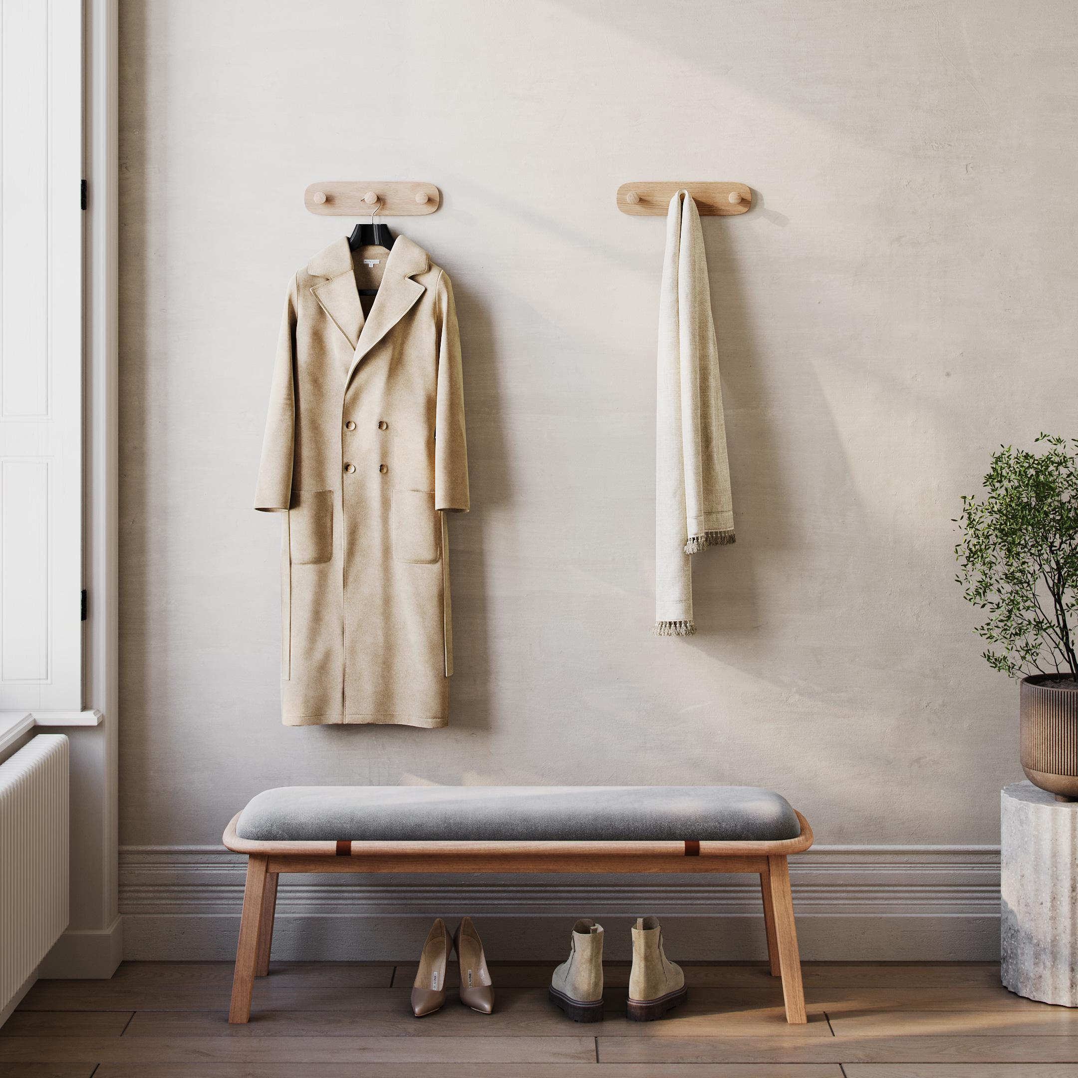 Вешалка настенная деревянная Moon 3 крючки 32 см Дуб - фото 2