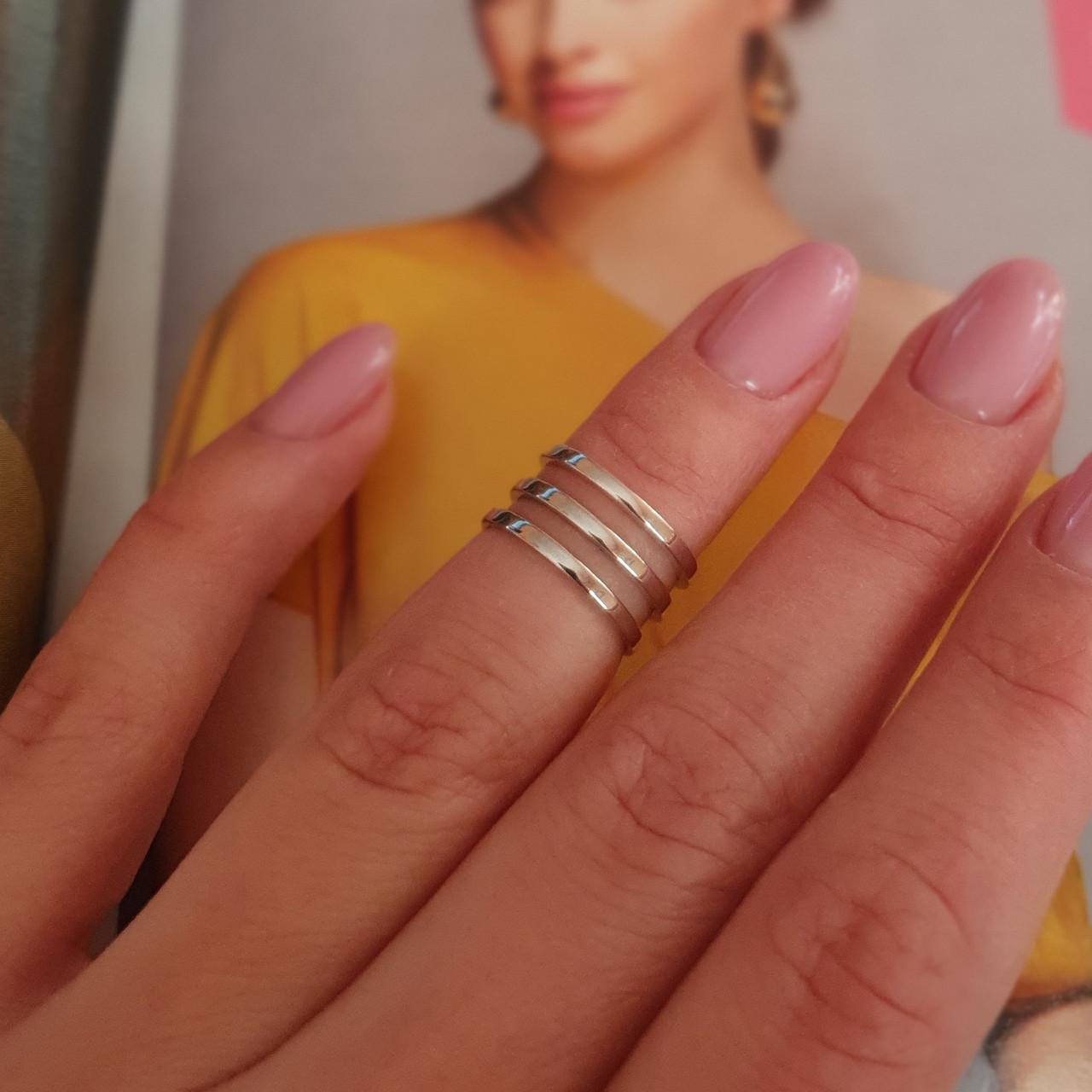 Кольцо серебряное Трио для верхней фаланги без вставок р. 18