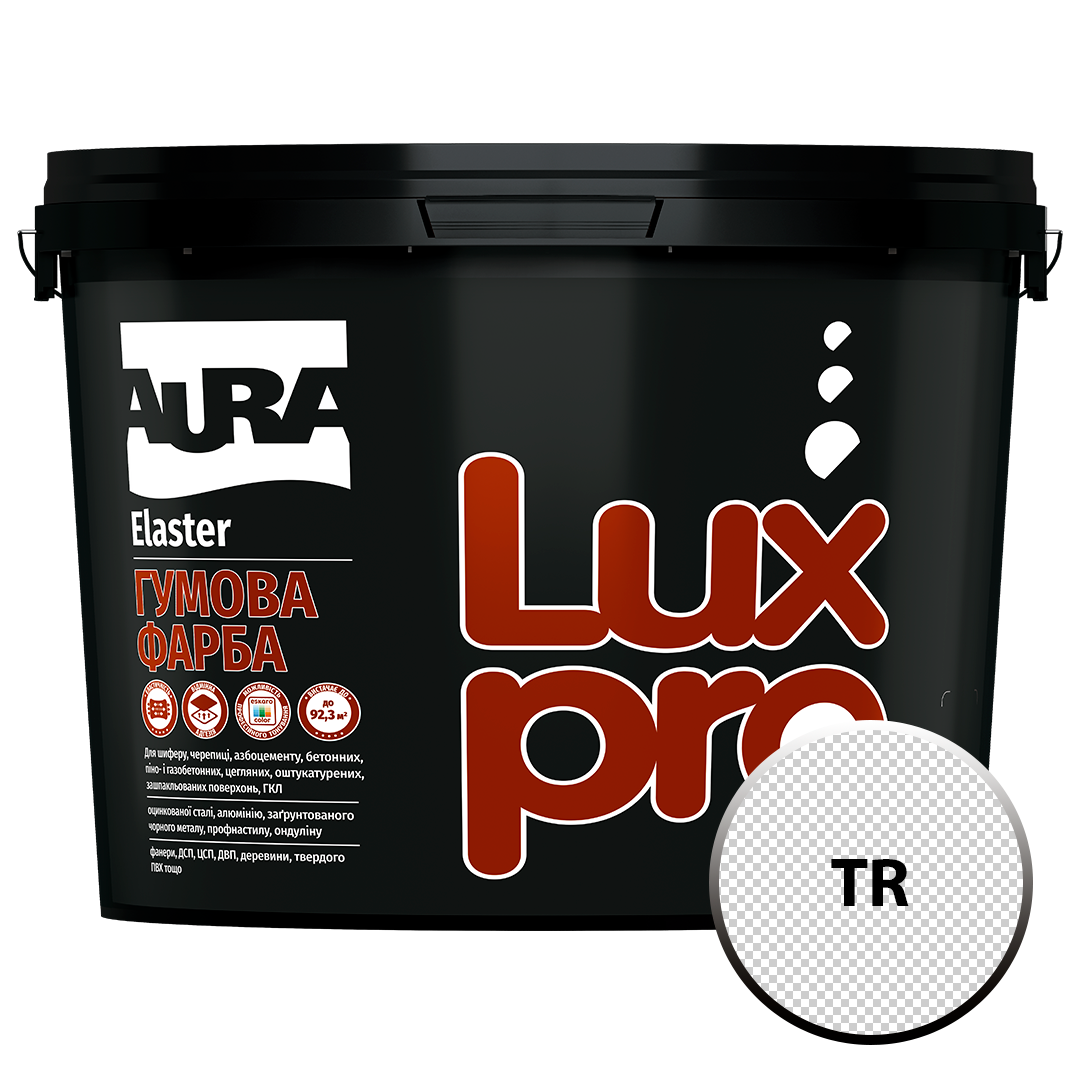 Краска резиновая универсальная матовая Aura Luxpro Elaster прозрачная под тонирование 12 кг