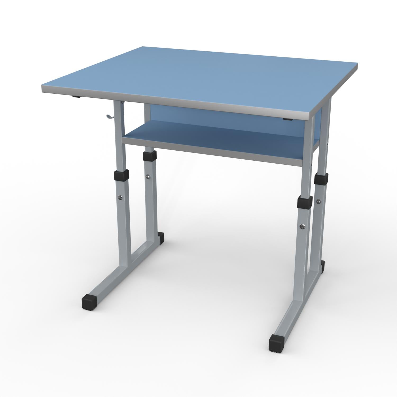 Парта школьная регулируемая 1-11 класс прямая столешница 600x500 мм Синий/Серый (1111-bl-s)