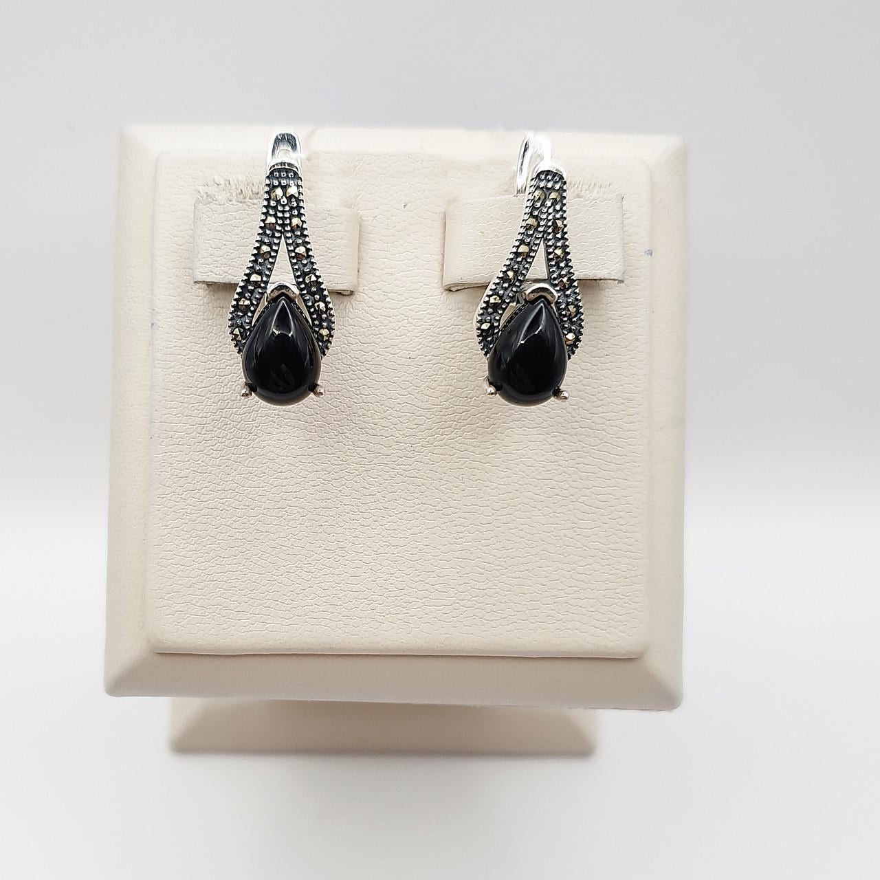 Серебряные серьги с агатом 6,2 г (2682675006)