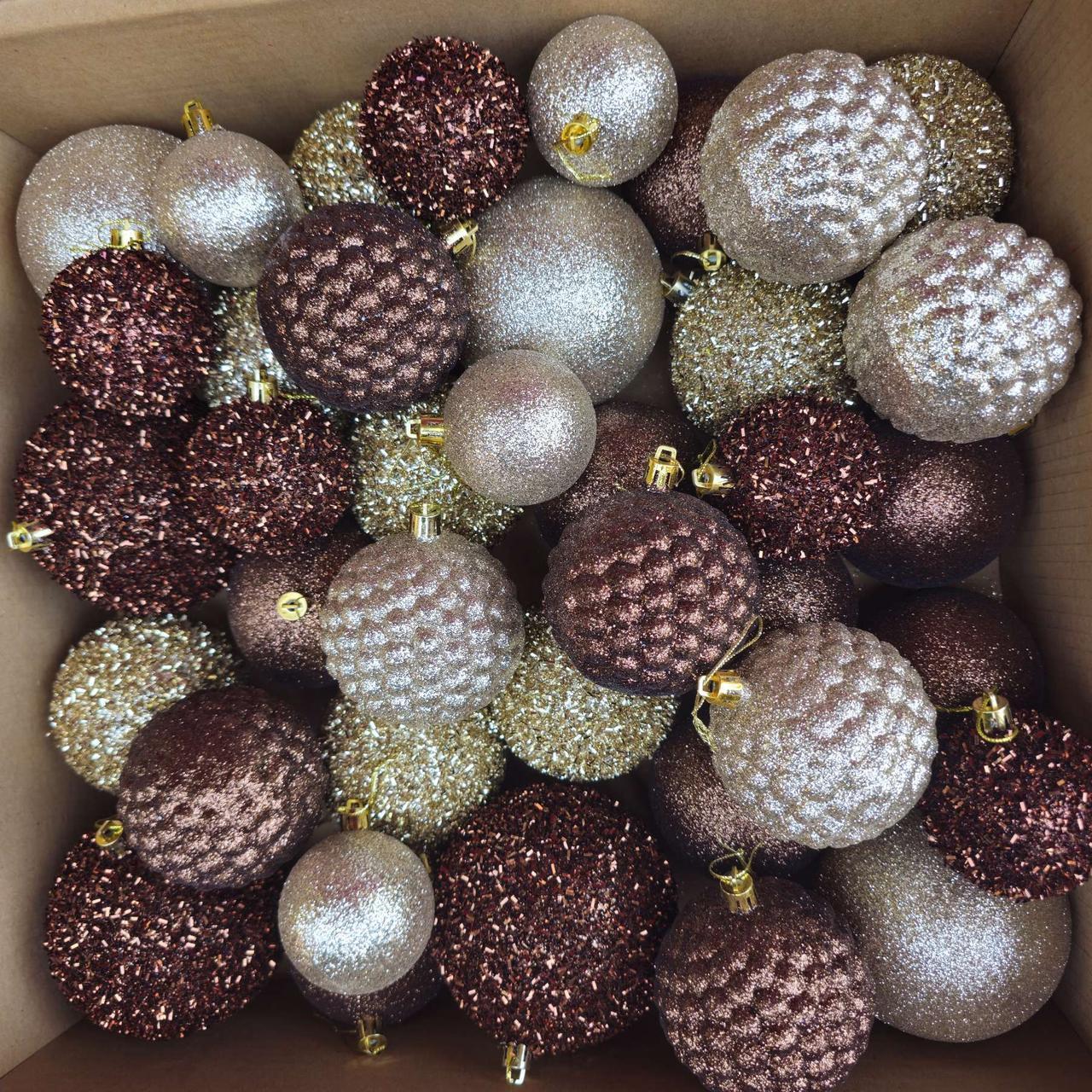 Набор новогодних шаров Блеск 40 шт. Коричневый (21594659) - фото 2