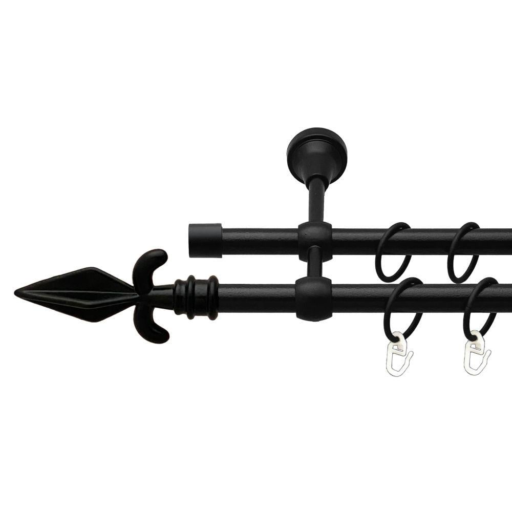 Карниз Orvit Грот металевий дворядний литий гладка труба кільце металеве 16/16 мм 160 см Чорний Оксамит (00-00013861)