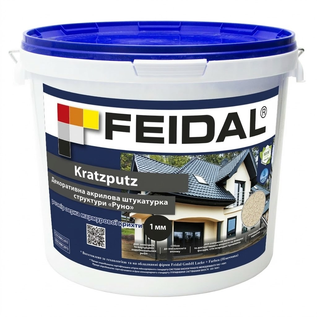 Декоративная штукатурка баранец Feidal Kratzputz 1 мм 25 кг (2964301829)