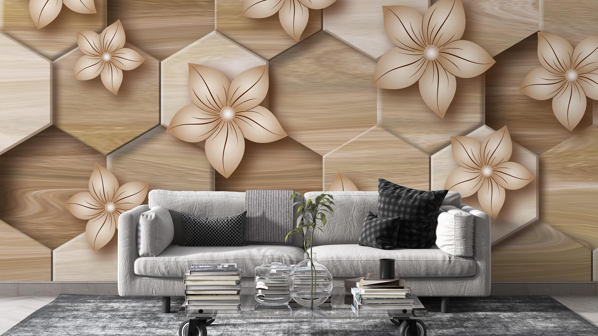 Фотообои флизелиновые Styleo Print-walls 3D Цветочные соты 057 400х250 см (Pw-057/4)