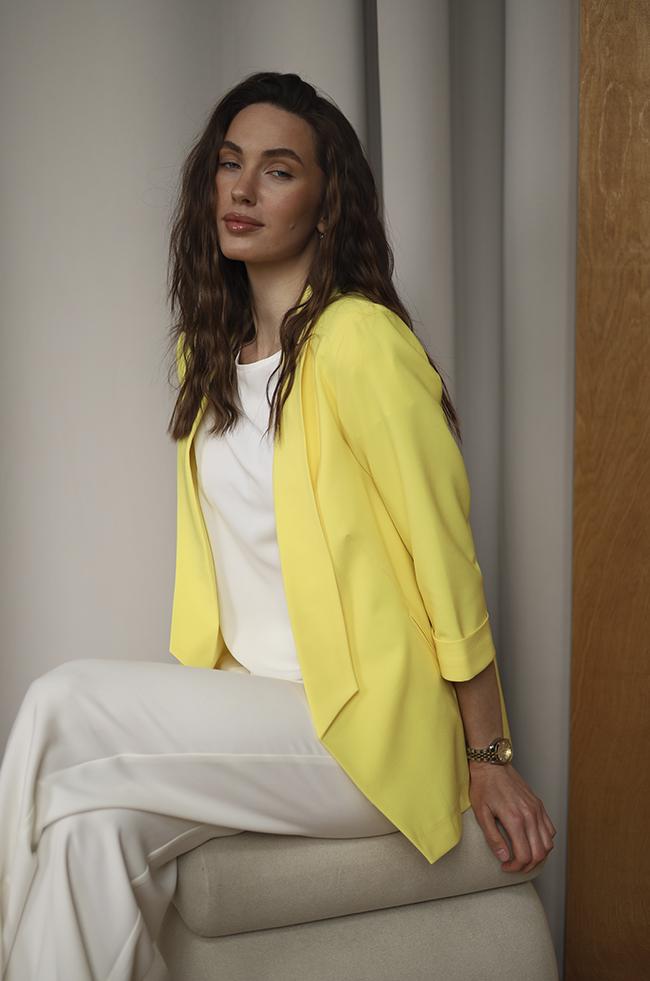 Піджак Lipar 1029 класичний з рукавом 3/4 р. 42 Жовтий (16914932) - фото 4 Піджак Lipar 1029 класичний з рукавом 3/4 р. 42 Жовтий (16914932) - фото 4