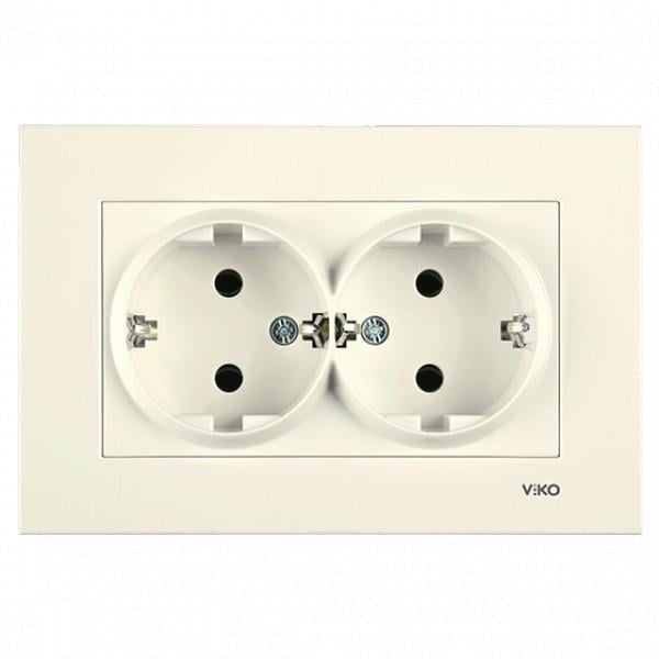 Розетка двомісна Viko Karre з заземленням Кремовий (00000012459)