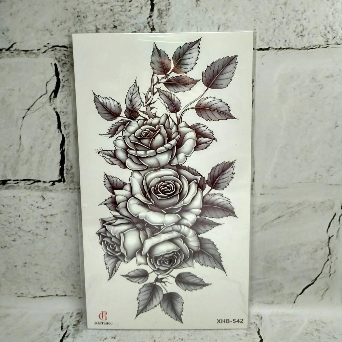 Тату временное Цветы лист 11,5x21 см (XHB-542)