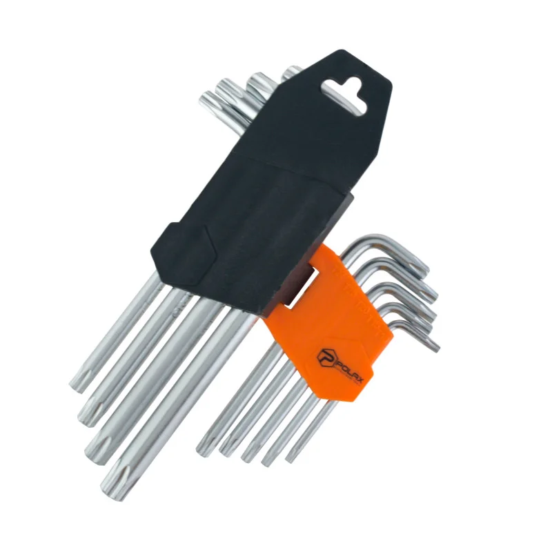 Набір шестигранних TORX ключів Polax Г-подібних 9 предметів Т10-Т50 Cr-V (25-007) - фото 2 Набір шестигранних TORX ключів Polax Г-подібних 9 предметів Т10-Т50 Cr-V (25-007) - фото 2