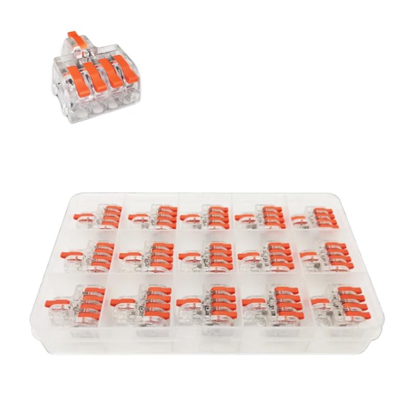 Набор клемм Tactix 0,08-4 мм2 32А 1-4 проходная наборная 29,7х23х13 мм 15 шт. Оранжевый (DF-14TO-15box)