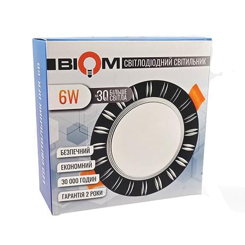 Светильник светодиодный BIOM Downlight DFR-6B 6 Вт круглый 5000К Черный (15191-1) - фото 3