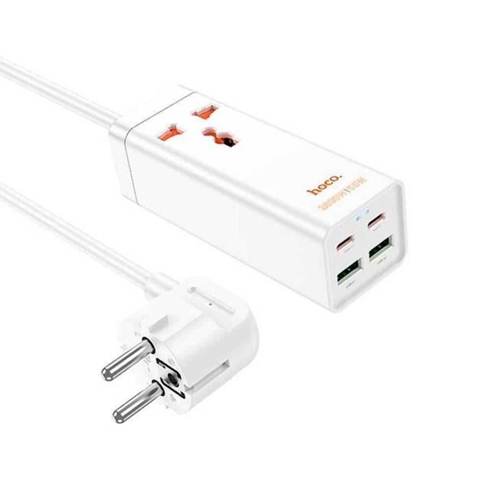 Фільтр мережевий Hoco AC10A на 1 розетку/2 USB/2 USB-C 65W 220В кабель 1,5 м Box White (38423)