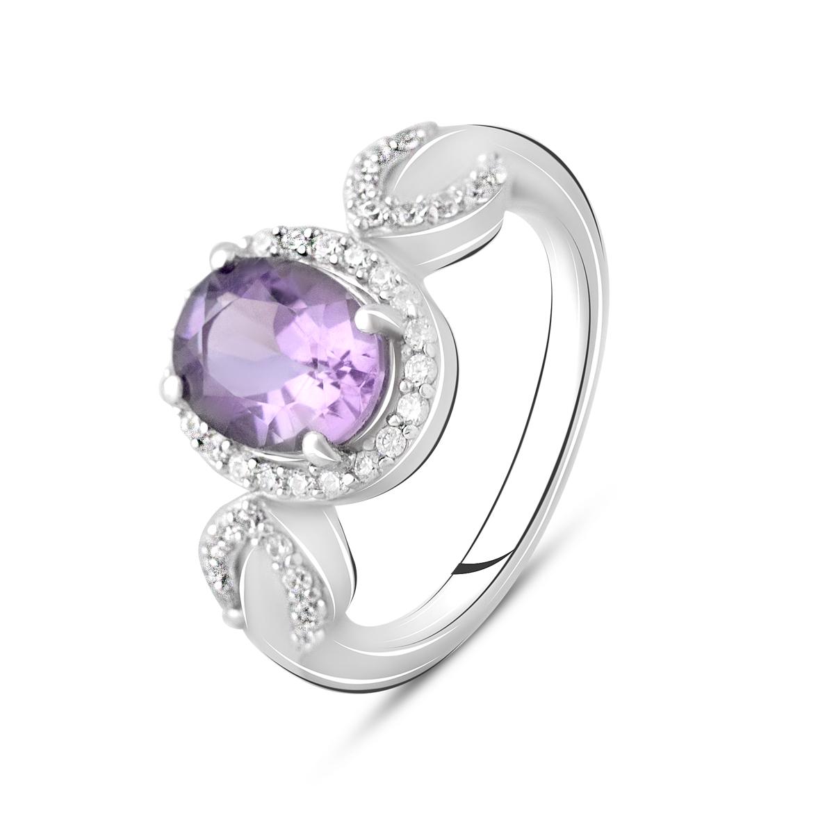 Кольцо серебряное с натуральным аметистом 1,688 ct 4,53 г р. 18 (2107170)