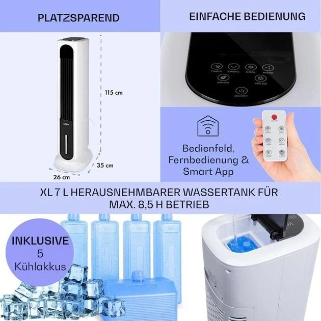 Кондиціонер мобільний KLARSTEIN Polar Tower Smart 4в1 (10035830) - фото 2 Кондиціонер мобільний KLARSTEIN Polar Tower Smart 4в1 (10035830) - фото 2