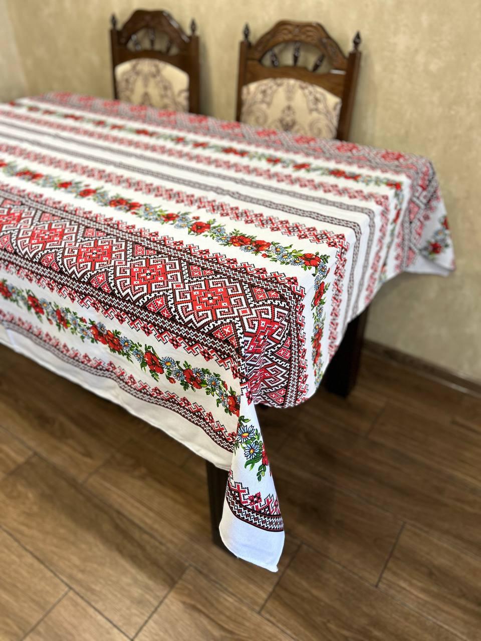 Скатерть гипоаллергенная Украинский орнамент 150x220 см Белый (П4КЕ05020-53)
