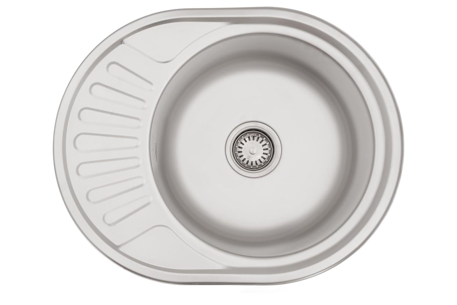 Мойка кухонная Kroner CV022773 из нержавеющей стали овальная 570x450 мм 0.6 мм (25956381)