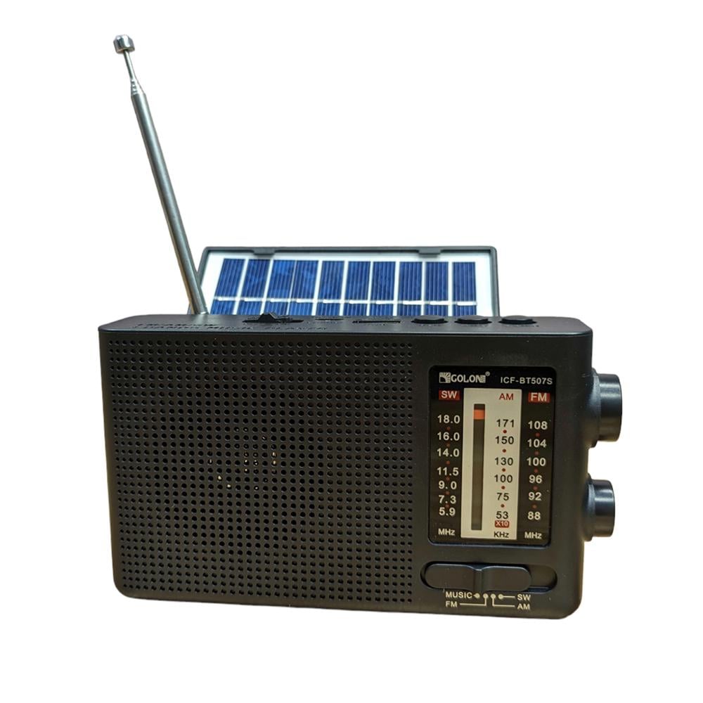 Радиоприемник аккумуляторный GOLON ICF-BT507S с USB и солнечной панелью черный (ULT-1362820)