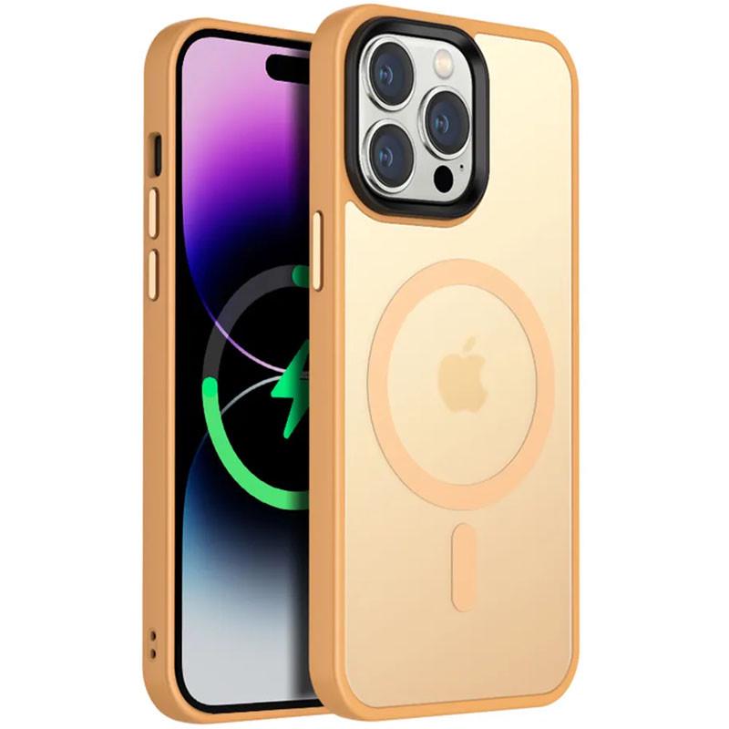 Протиударний TPU+PC Чохол Metal Buttons with MagSafe Colorful для Apple iPhone 14 Pro Max (6.7") Персиковий - фото 1