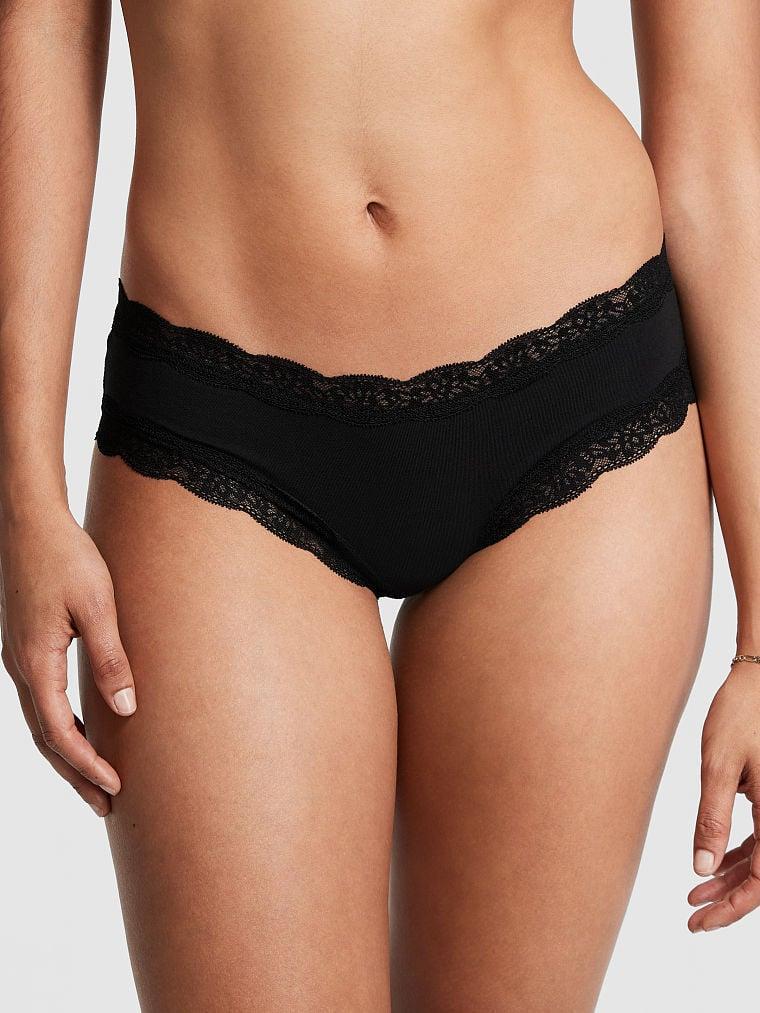 Трусики женские хипстеры Victoria's Secret EVERYDAY LACE-TRIM М Черный (2019517575)