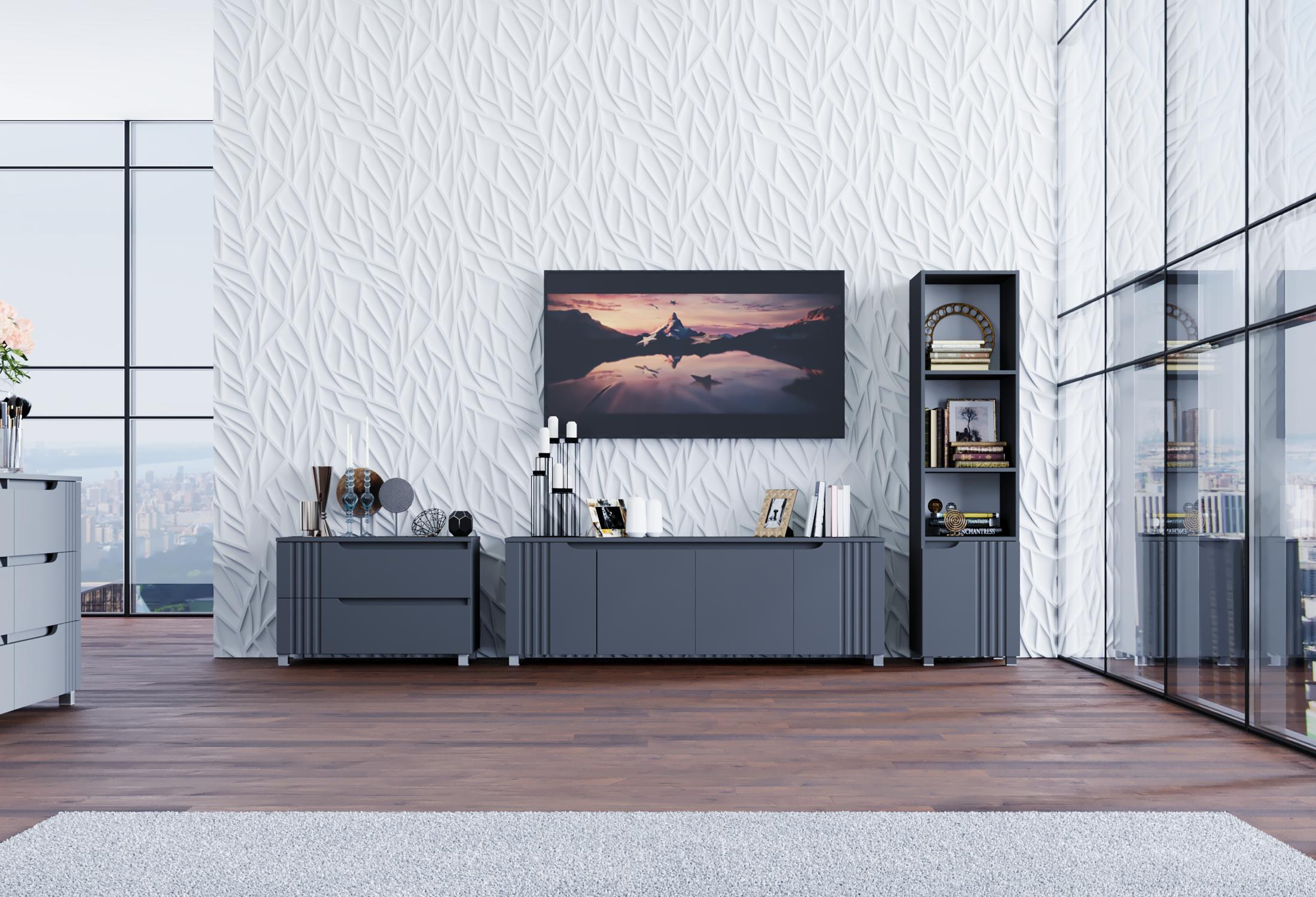 Комод DiPortes Портленд К-28 80/53/40 см Антрацит/Графіт (01448) - фото 3 Комод DiPortes Портленд К-28 80/53/40 см Антрацит/Графіт (01448) - фото 3