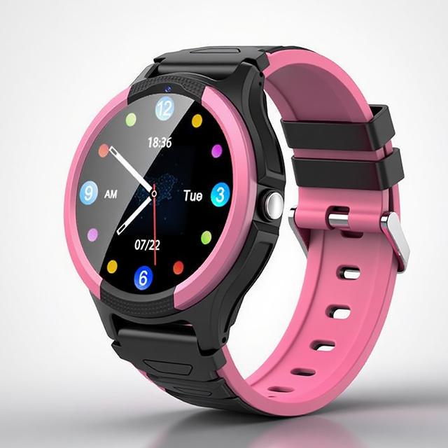 Дитячий круглий смарт-годинник 4G Lemfo D-04 Pro з GPS-трекером, відеодзвінками, кнопкою SOS та прослуховуванням Рожевий (754356265)