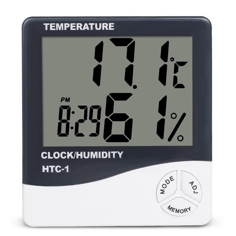 Термометр електронний кімнатний гігрометр з годинником Ketotek (НТС-1)