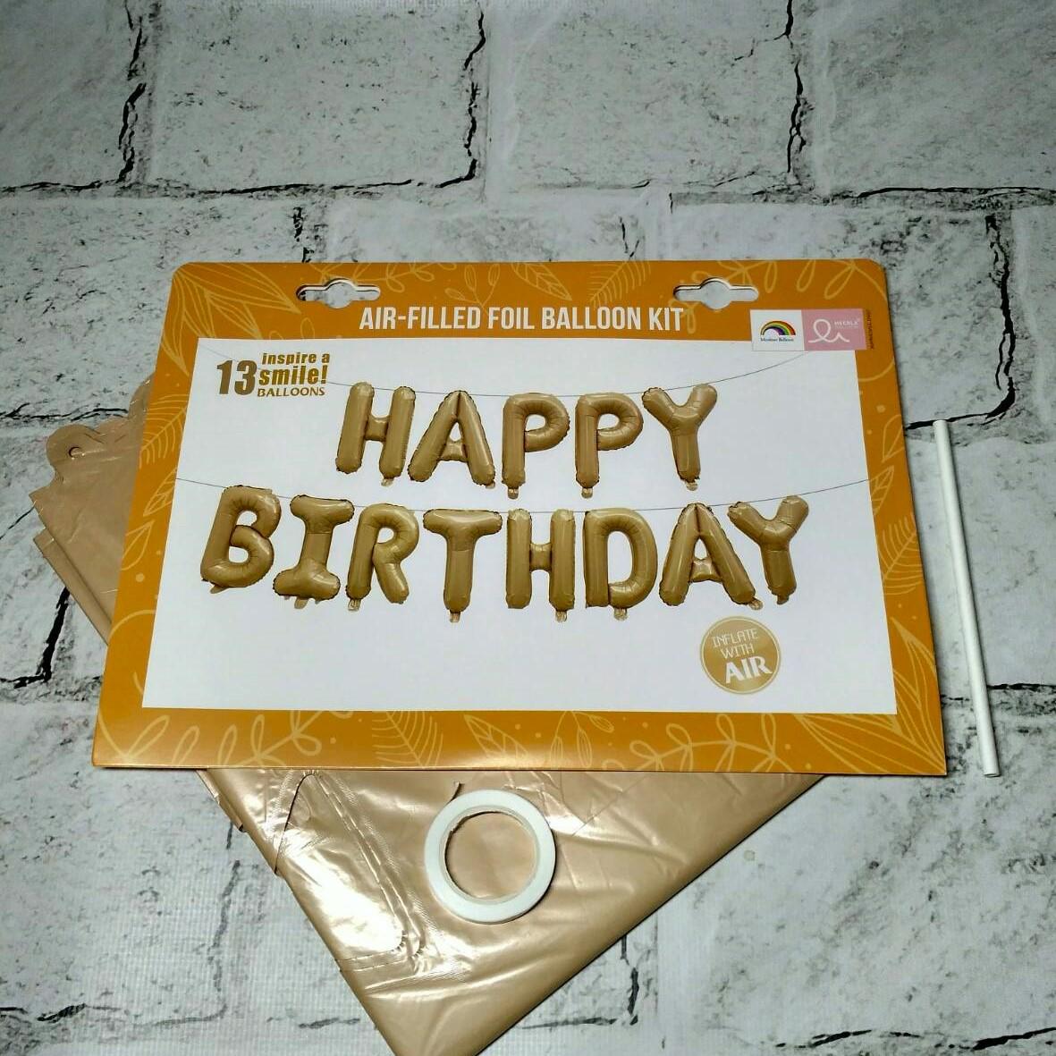 Воздушные шары набор фольгированные буквы Happy birthday 40 см Бежевый (14518)