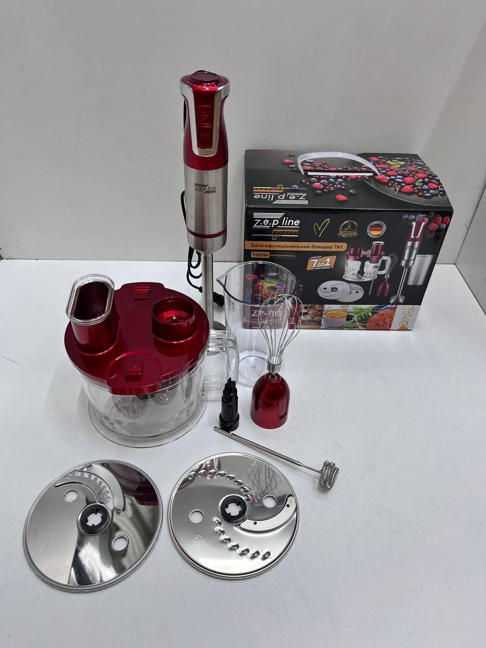Блендер погружной Zepline​​​​​​​ ZP-798 многофункциональный с измельчителем и шинковкой 7в1 1500 Вт (2708328263) - фото 2