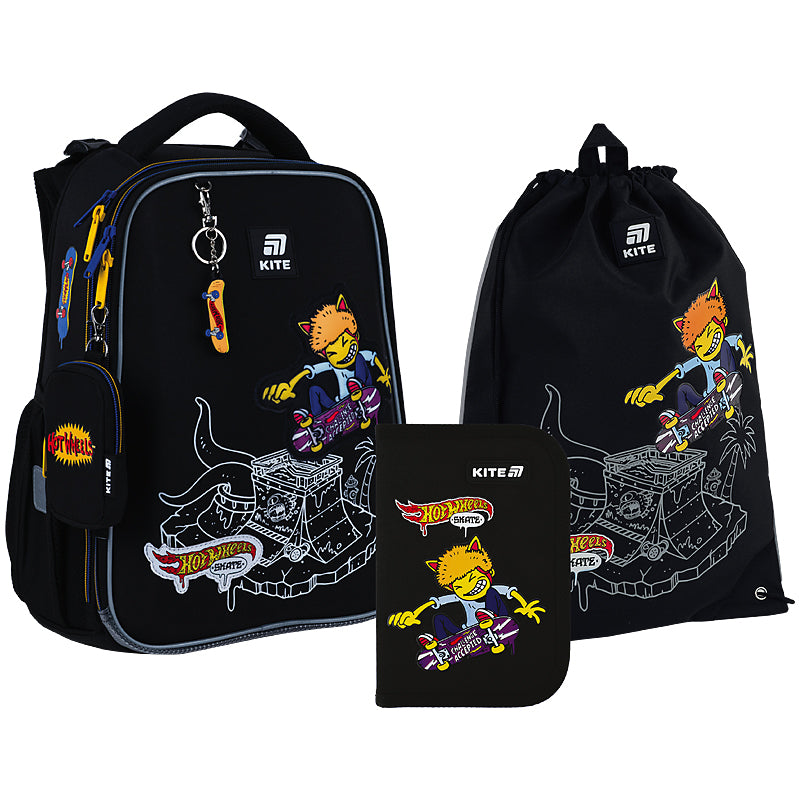 Школьный набор KITE Education Hot Wheels Skate SET_HW25-531M рюкзак/пенал/сумка (4063276262745)