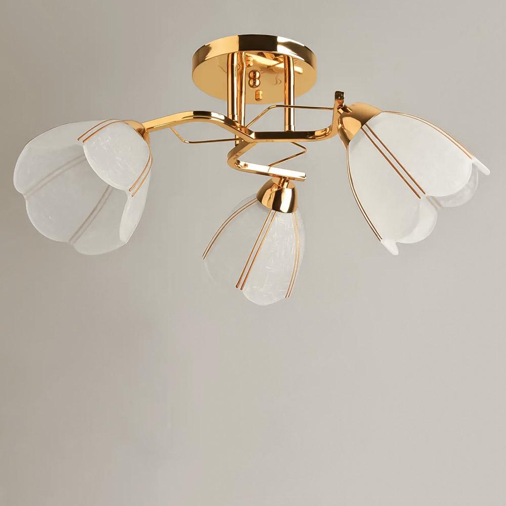 Люстра потолочная Light House SH-19579/3 FG 520х520х240 мм Золотой/Белый