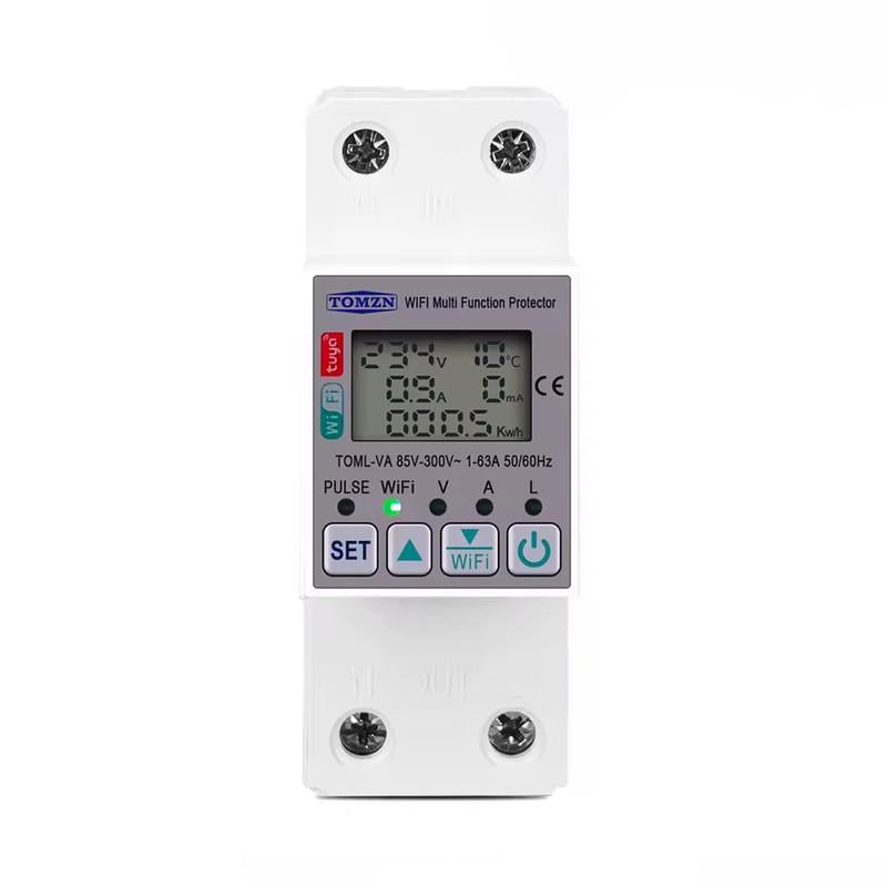 Реле умное WiFi TOMZN с полной защитой/счетчиками/таймером 1P+N 63A 230V Smart Life/Tuya (TOML-VA)
