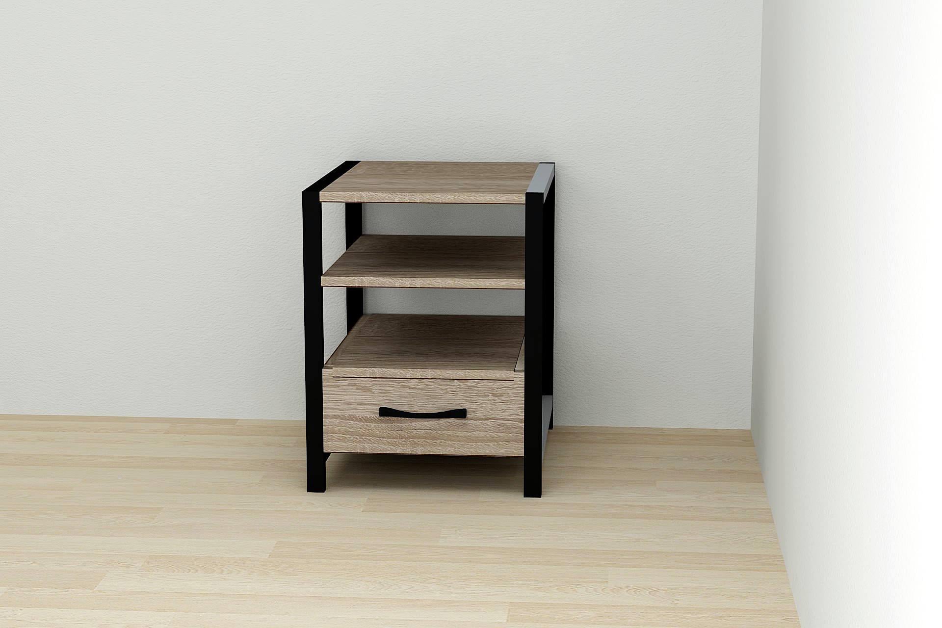 Тумба универсальная Ferrum-decor Вивьен 1/1 ДСП 16 мм 50x41x40 см Черный/Дуб Сонома Трюфель (FRD-104143)