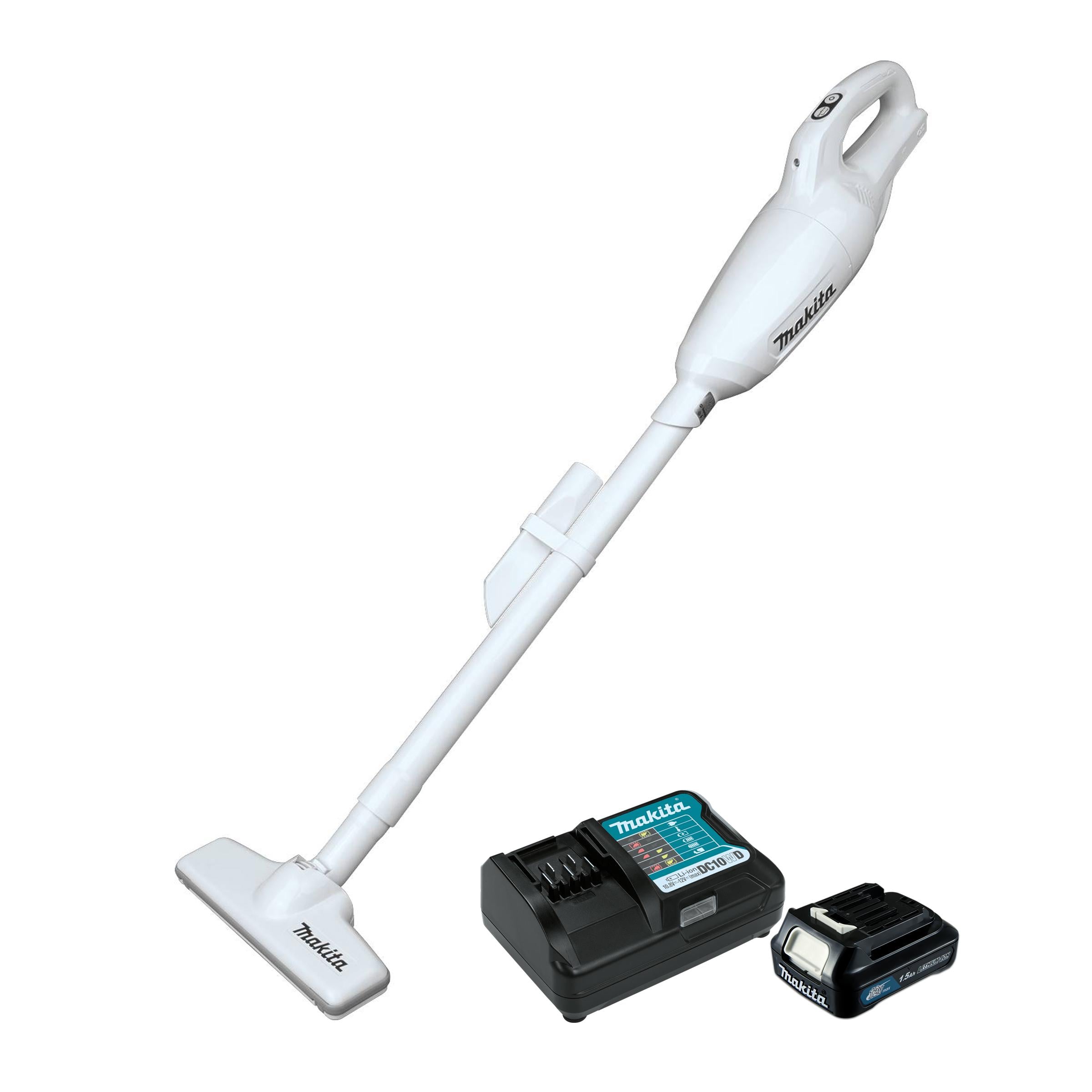 Аккумуляторный пылесос Makita CL108FDWYW 32Вт CXT (10,8В Slider, 600мл) + АКБ 1,5 Ah + З/У промышленный электрический ручной (4187) Аккумуляторный пылесос Makita CL108FDWYW 32Вт CXT (10,8В Slider, 600мл) + АКБ 1,5 Ah + З/У промышленный электрический ручной (4187)