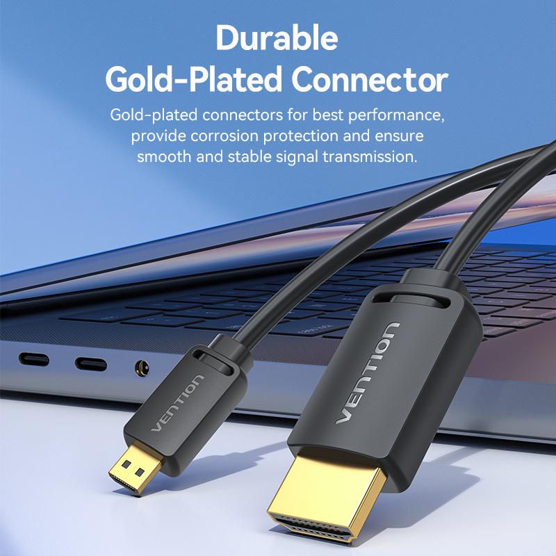 Кабель двонаправлений Vention micro HDMI-HDMI 2.0 4K 60Hz 18 Гбіт/с HDR 3D Dolby 1080P 120Hz HDMI-D на HDMI-A 3 м Чорний (AGIBI) - фото 7