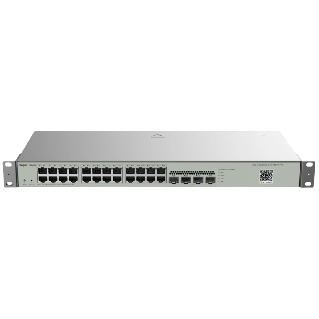 Коммутатор управляемый Ruijie Reyee RG-NBS3100-24GT4SFP-V2 24-портовый гигабитный L2 свитч с поддержкой VLAN и 4 SFP портами (99-00019851)