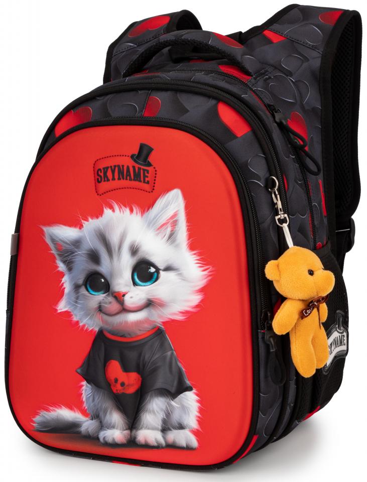 Школьный рюкзак для девочки SkyName Белый котик с сердечком 1-7 класс 6-13 лет ортопедическая спинка (R1-065)