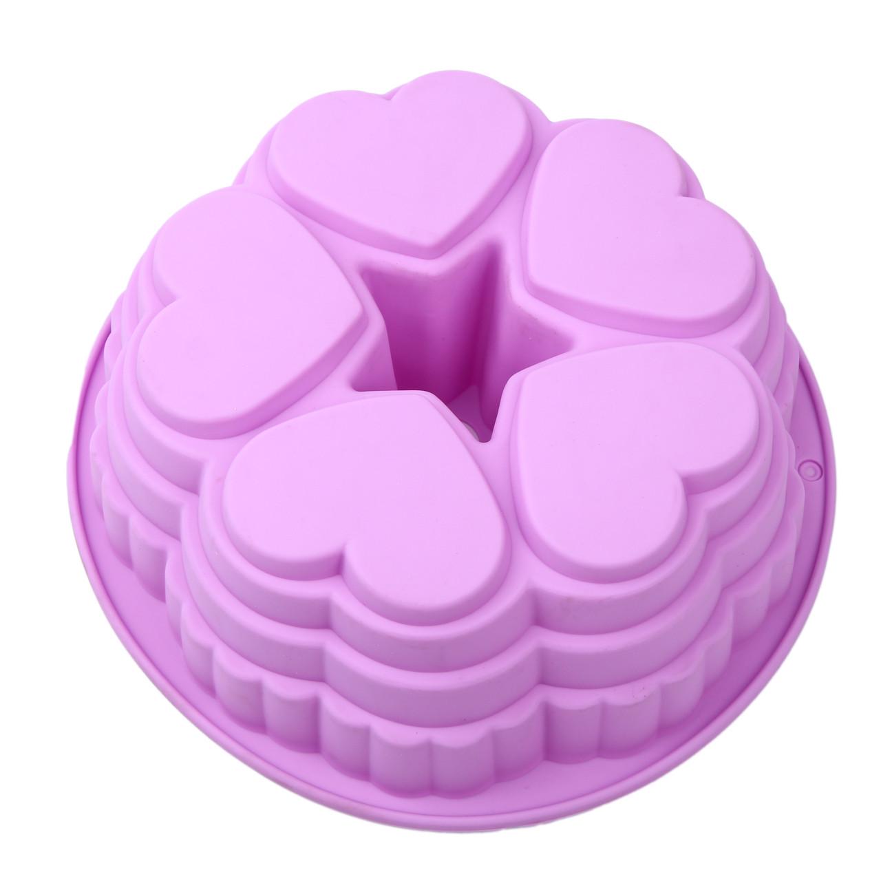 Форма силиконовая для выпечки Сердце 24 см 5 шт. Фиолетовый (2356744473)