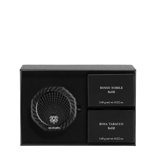 Аромадиффузор для автомобиля Dr. Vranjes ROSSO NOBILE/ROSA TABACCO с двумя сменными блоками карбон (GFT0092BABLE2)