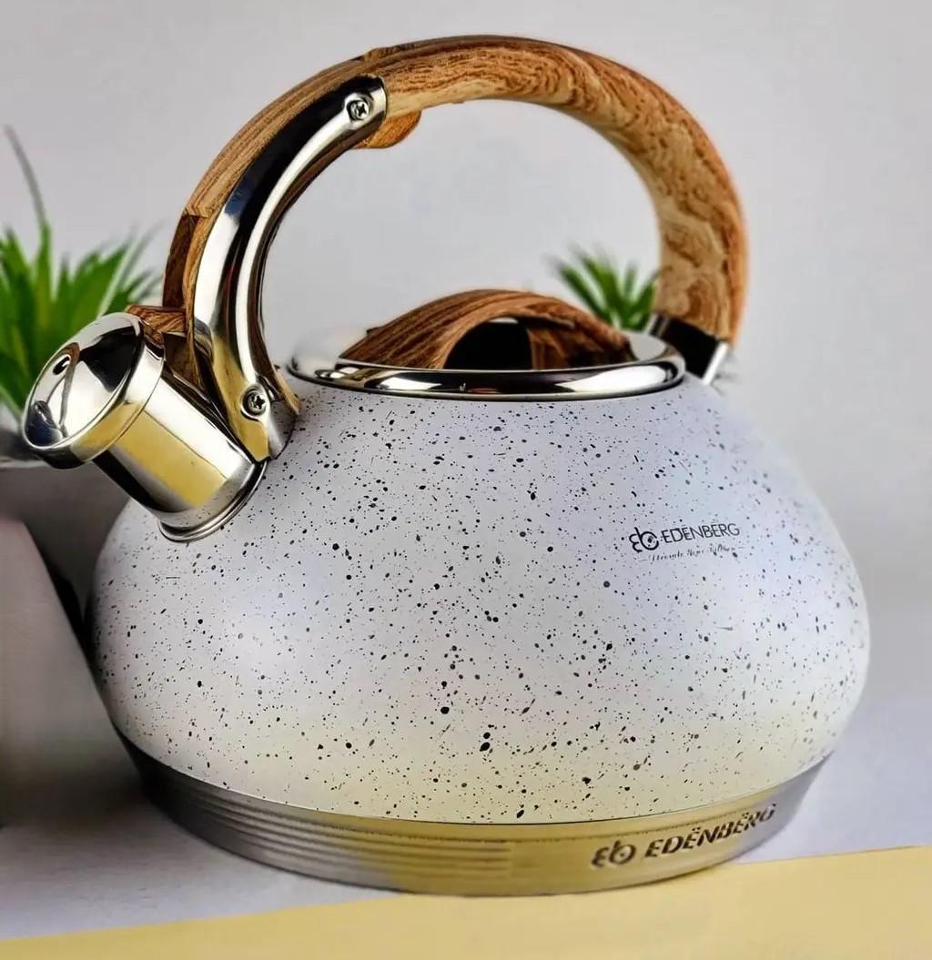 Чайник зі свистком для індукційної плити Edenberg EB-8811 з нержавіючої сталі 3 л Білий (2530556655)