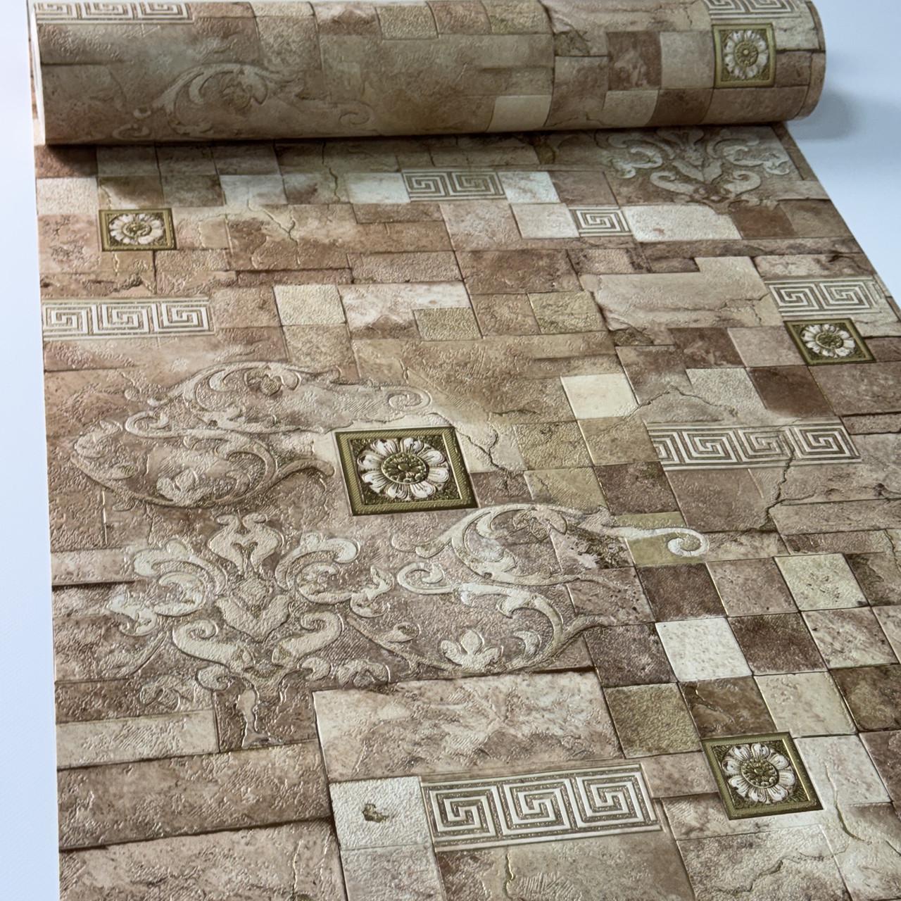 Шпалери вінілові на паперовій основі миючі під камінь 0,53x10,05 м Коричневий (5792-02) - фото 2