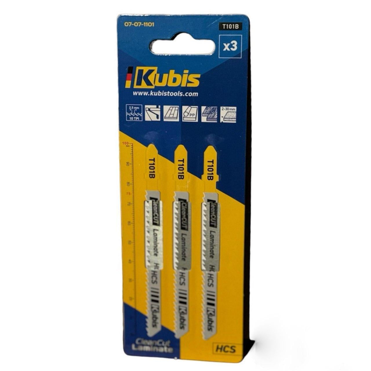 Пильное полотно Kubis T101B для ламината, пластика, дерева 3-30 мм 3 шт. (07-07-1101)