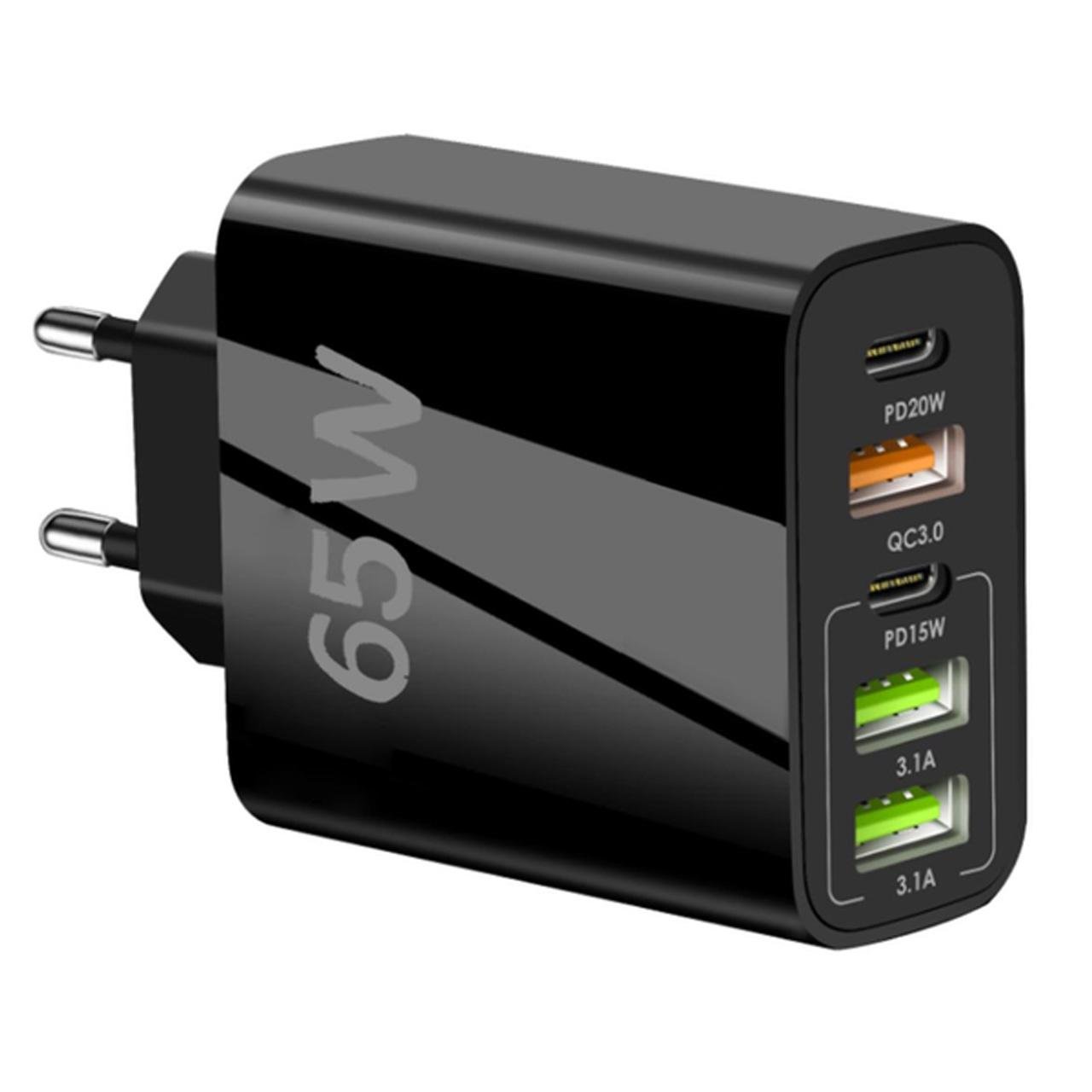 Зарядное устройство для быстрой зарядки 65W PD+QC для смартфонов/планшетов/ноутбуков Черный (1801329)
