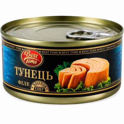 Тунец Best Time филе в собственном соку 185 г (06092)