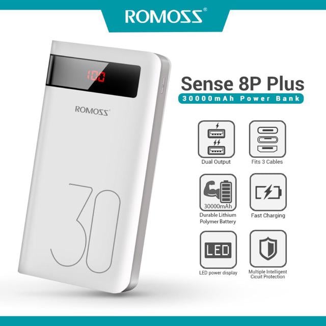 Повербанк Romoss Sense 8P 30000 mAh White (11918665) - фото 2