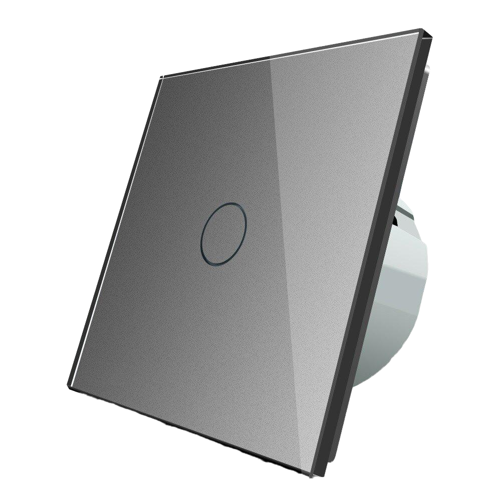 Безшумний сенсорний вимикач Livolo 1 сенсор скляний Сірий (VL-C701Q-15)