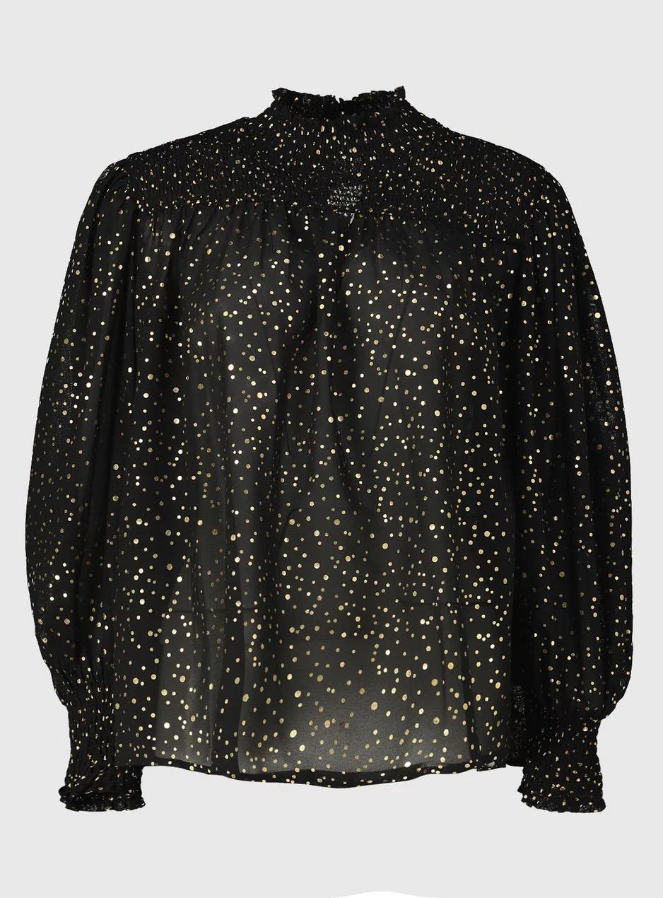 Блузка TU в золоту крапку напівпрозора L Чорний