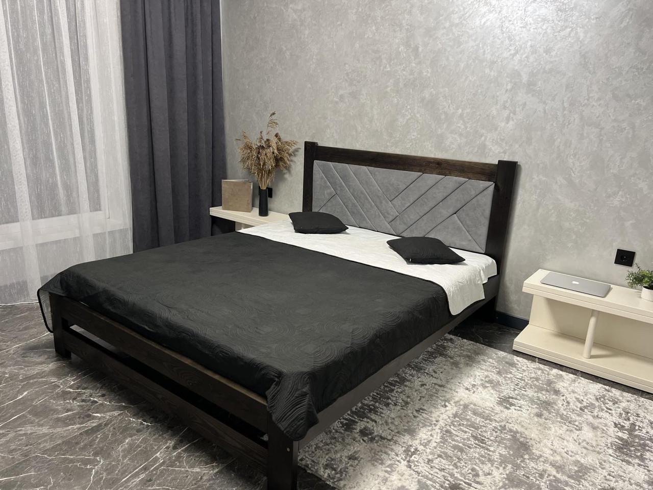 Кровать деревянная с мягким изголовьем 180x190 см Венге (2929355679) Кровать деревянная с мягким изголовьем 180x190 см Венге (2929355679)